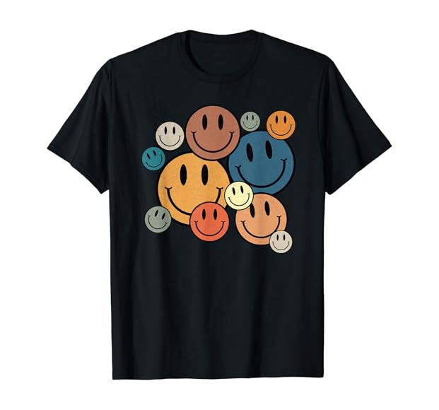 70s Retro Smile Face Shirt Cute Happy Peace Smiling Face T-Shirt | Amazon (US)