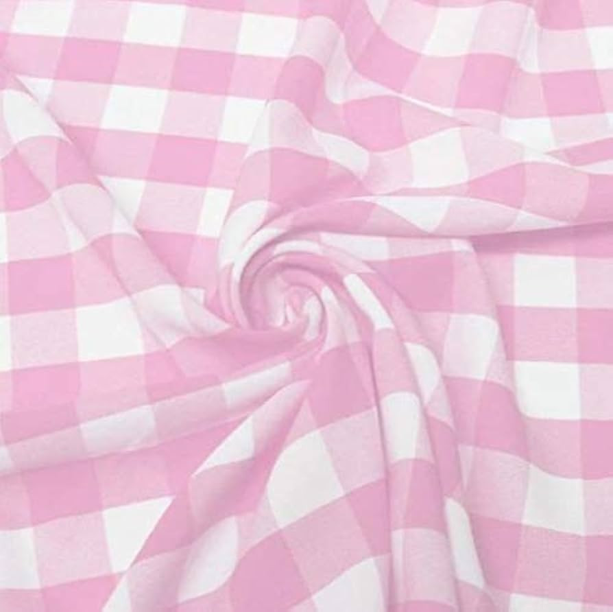 1" Checkered Gingham PolyPoplin Fabric by The Yard (Pink and White) | Amazon (US)