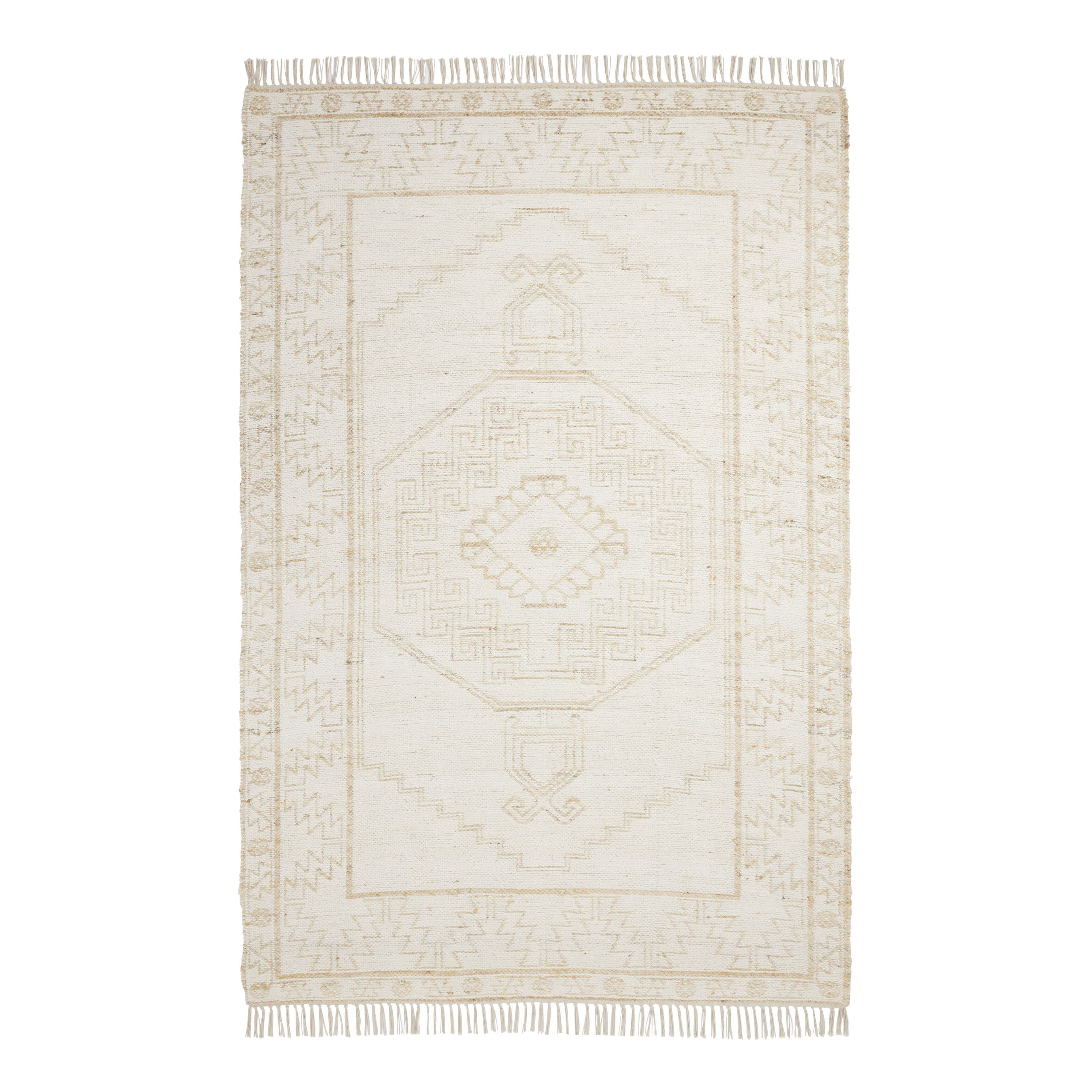 Naya Ivory and Natural Jute and Wool Reversible Area Rug | World Market