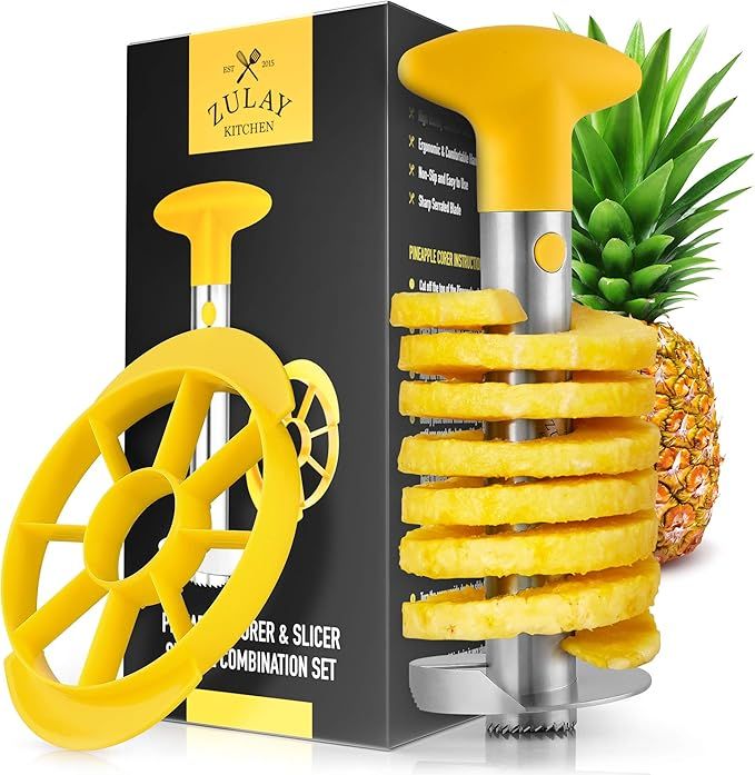 Zulay Pineapple Corer and Slicer Tool Set - Heavy Duty Stainless Steel Pineapple Cutter - Include... | Amazon (US)