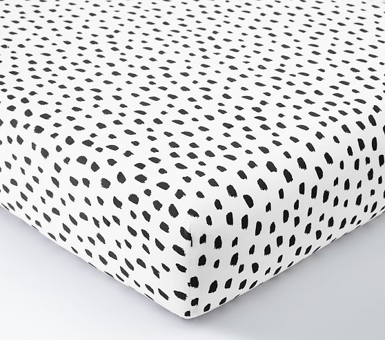 Brushstroke Dot Organic Crib Fitted Sheet | Pottery Barn Kids