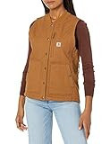 Carhartt womens Rugged Flex Relaxed Fit Canvas Insulated Rib Collar Vest Work Utility Outerwear, Carhartt Brown, 3X-Large | Amazon (US)