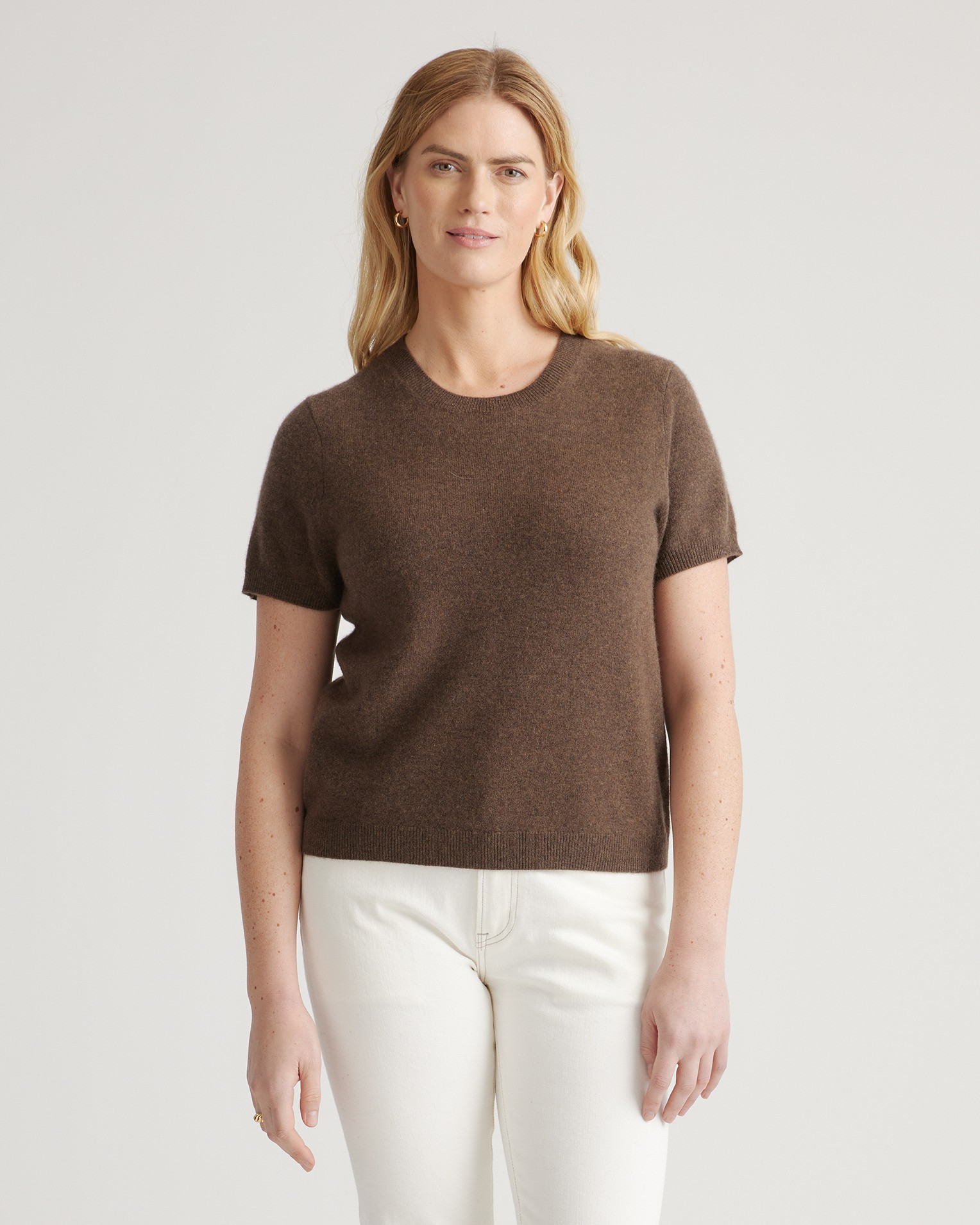 Quince | Women's Mongolian Cashmere T-Shirt in Brown, Size XS | Quince