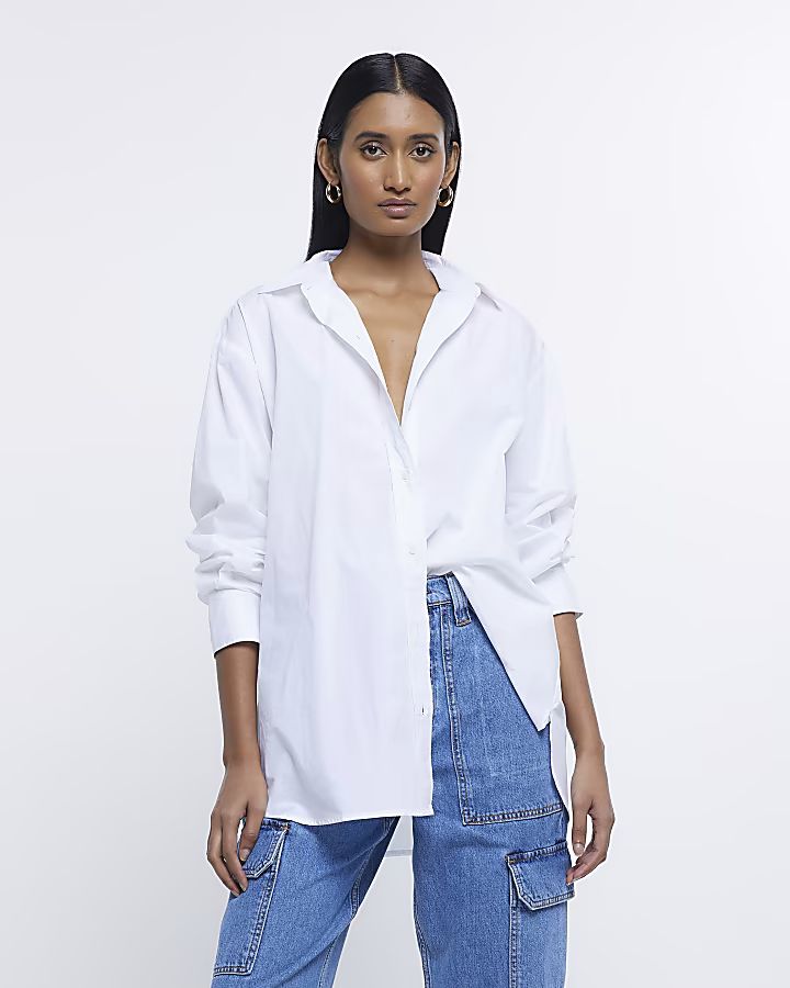 White oversized long sleeve shirt | River Island (UK & IE)