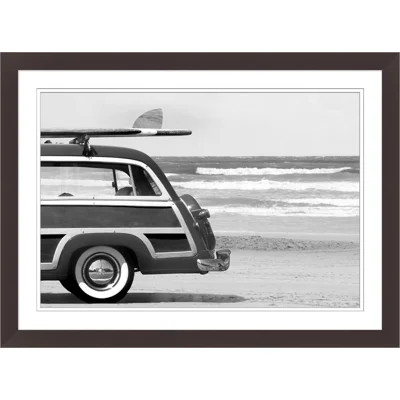 B and W Beach Car 2 - Single Picture Frame Print | Perigold