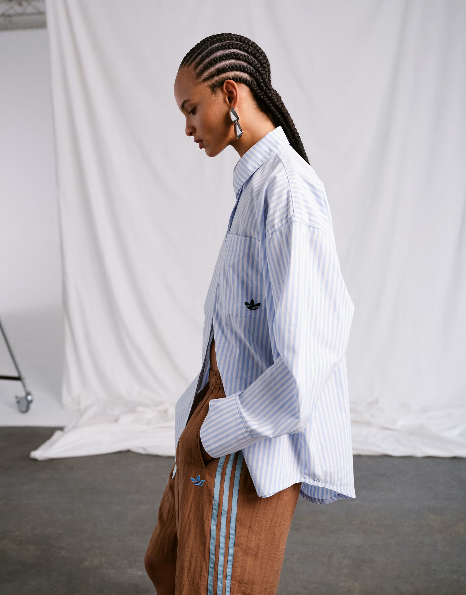 adidas Originals x ASOS oversized shirt in blue and white stripe | ASOS (Global)