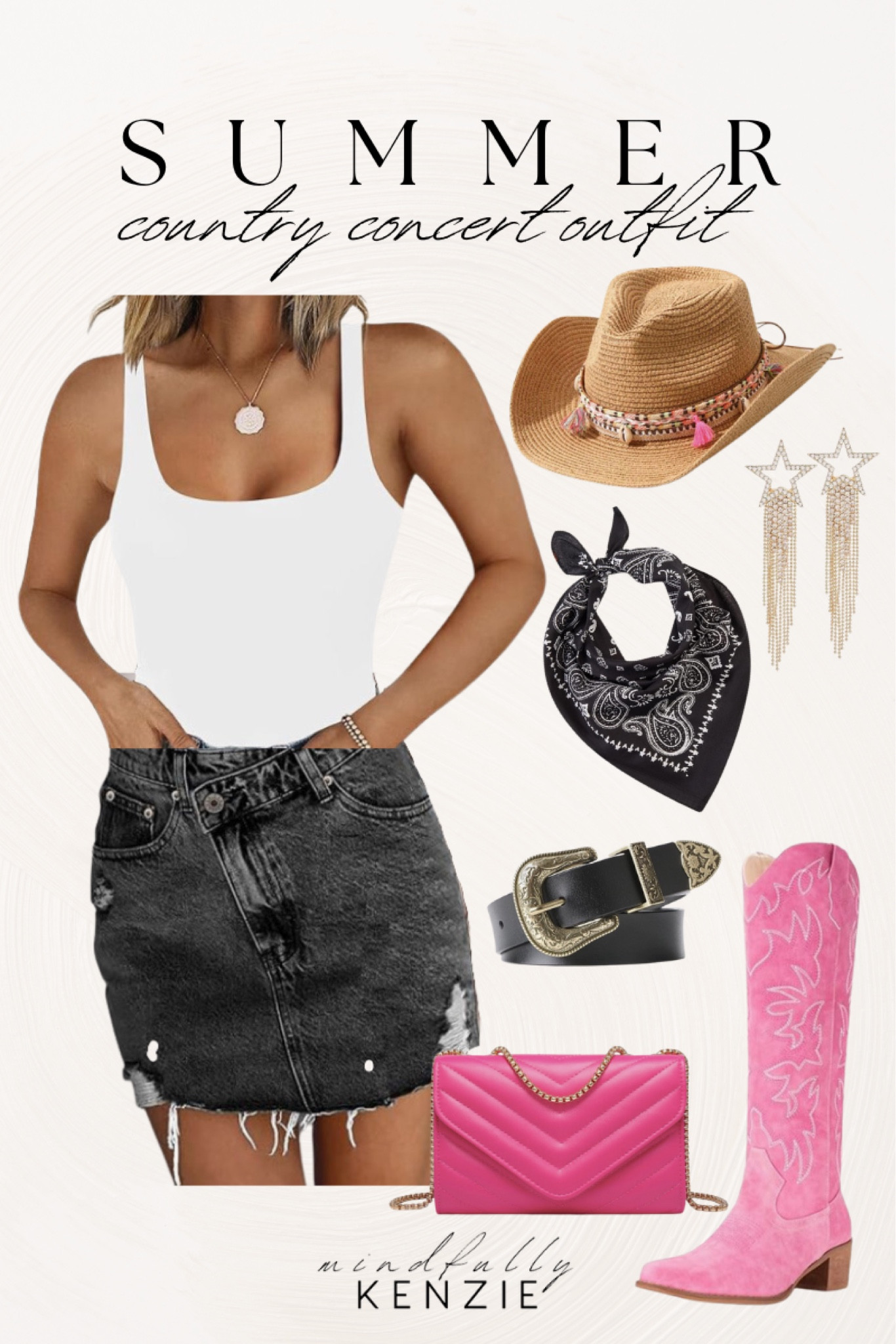 Summer Country Concert Outfit

Summer fashion  country concert fashion  pink boots  denim skirt  bodysuit  cowboy hat  tassel earrings  gold accessories  bandana  country style

#LTKFestival #LTKSeasonal #LTKFindsUnder100