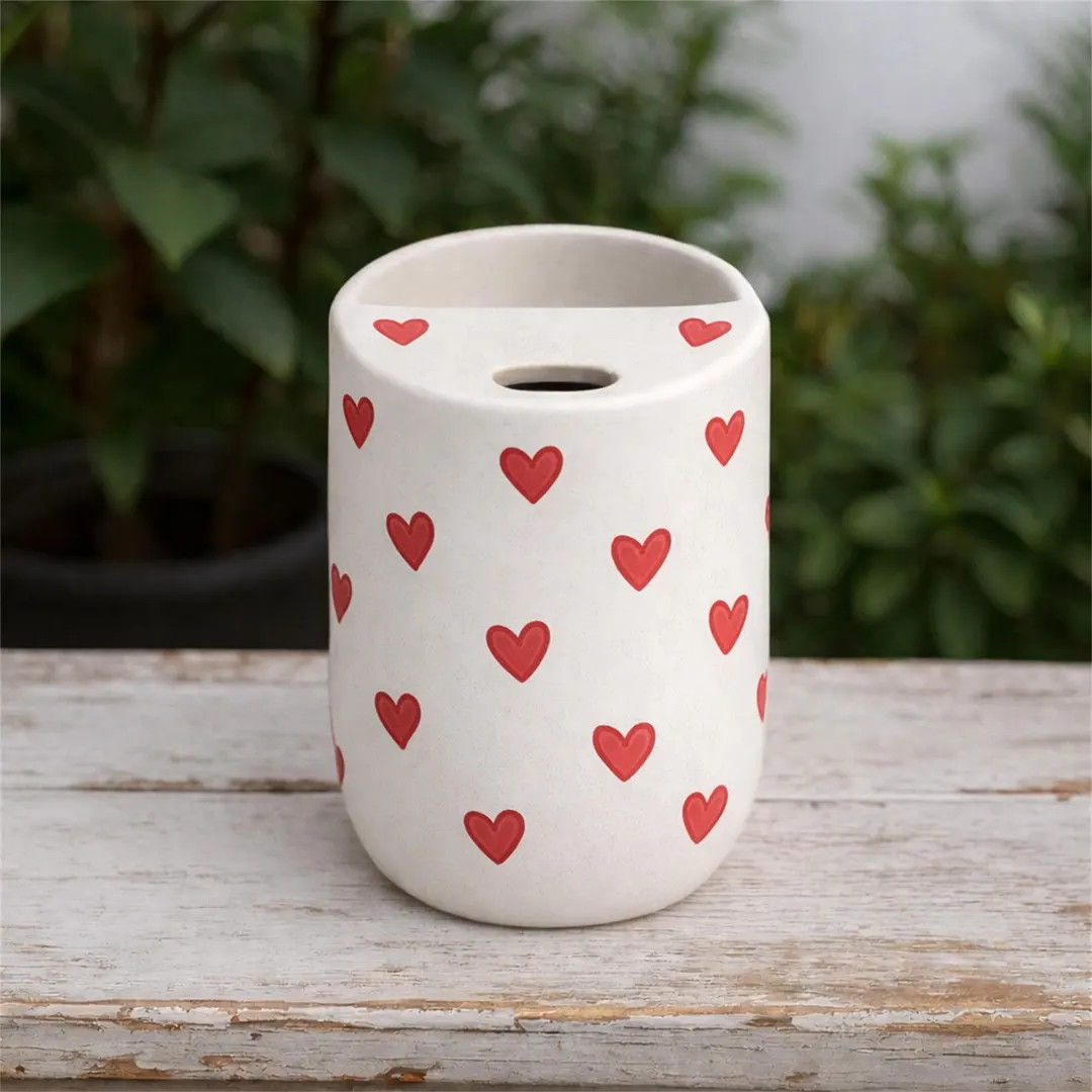 Hand painted heart pattern travel coffee mug handmade ceramic mug portable ceramic insulated mug ... | Etsy (US)