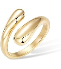 Non Tarnish Gold Chunky Rings for Women, 14K Gold Plated Statement Dome Rings Stacking Silver, Ad... | Amazon (US)