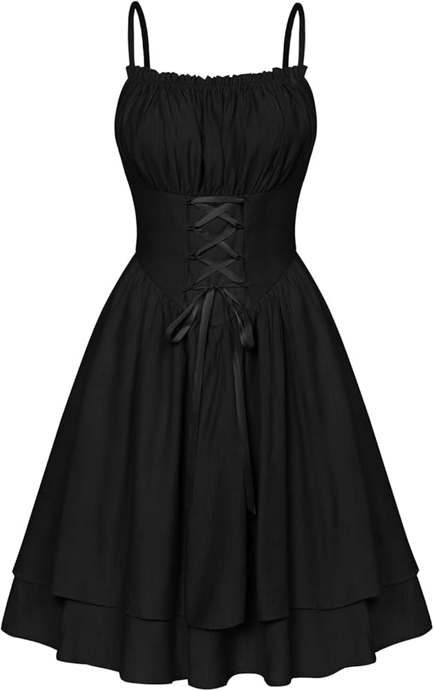Scarlet Darkness Renaissance Dress Women Flowy Sleeveless Spaghetti Strap Dress | Amazon (US)