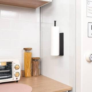 Magnetic Mount Black Steel Paper Towel Holder with Strong Magnet for Kitchen Refrigerator Grill Garage Shop | The Home Depot