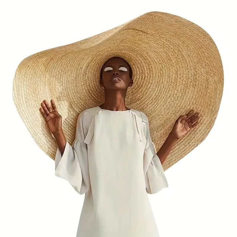 Chic Foldable Oversized Straw Sun Hat - UV Protective & Travel-Friendly, Vintage Beach Elegance f... | Temu Affiliate Program
