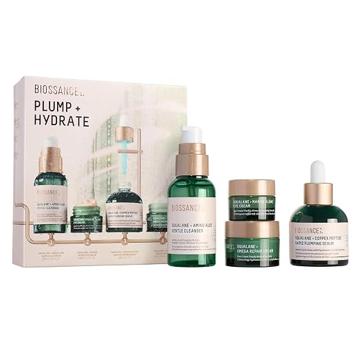 Biossance Plump and Hydrate Skincare Set - Amino Aloe Gentle Foaming Cleanser, Marine Algae Eye C... | Amazon (US)