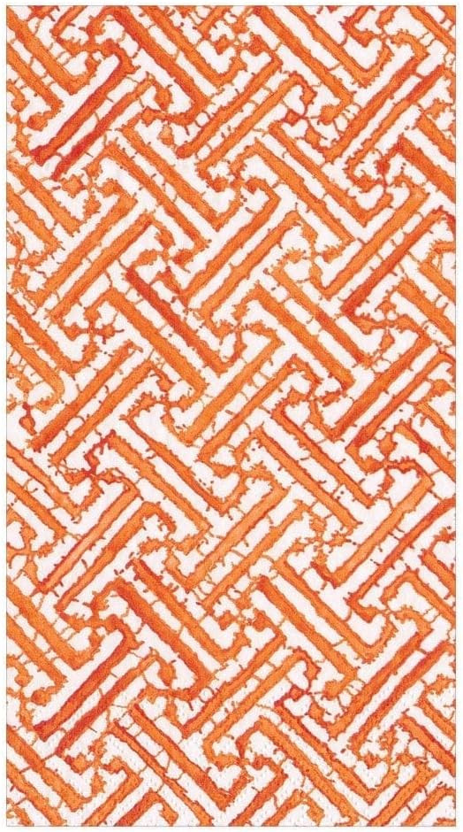Caspari Fretwork Paper Guest Towel Napkins in Orange, Two Packs of 15 | Amazon (US)