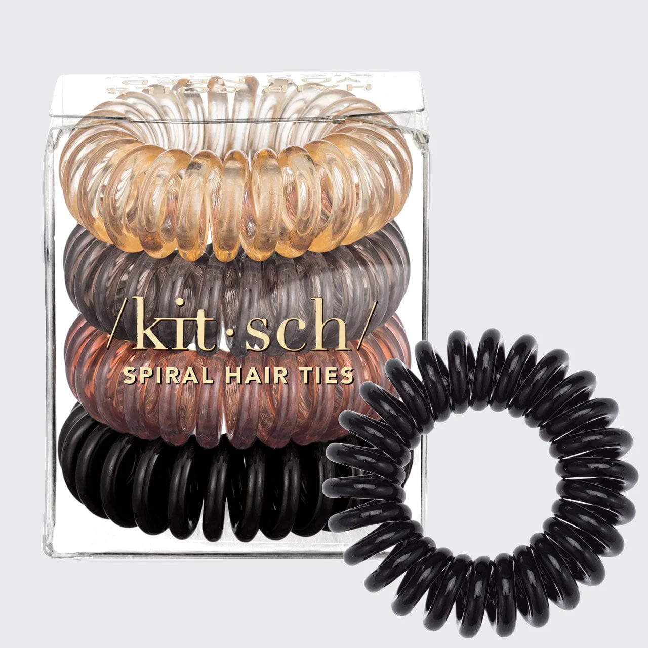 Spiral Hair Ties 4 Pc - Brunette | Kitsch