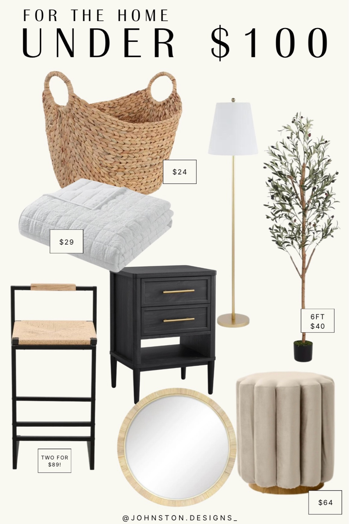Under $100 Walmart finds under $100!


Faux Olive Tree | Nightstand | Floor Lamp | Counter Stool | Mirror | Ottoman | Storage Basket | Quilt | Neutral Home | Home Finds | Affordable Home Decor 