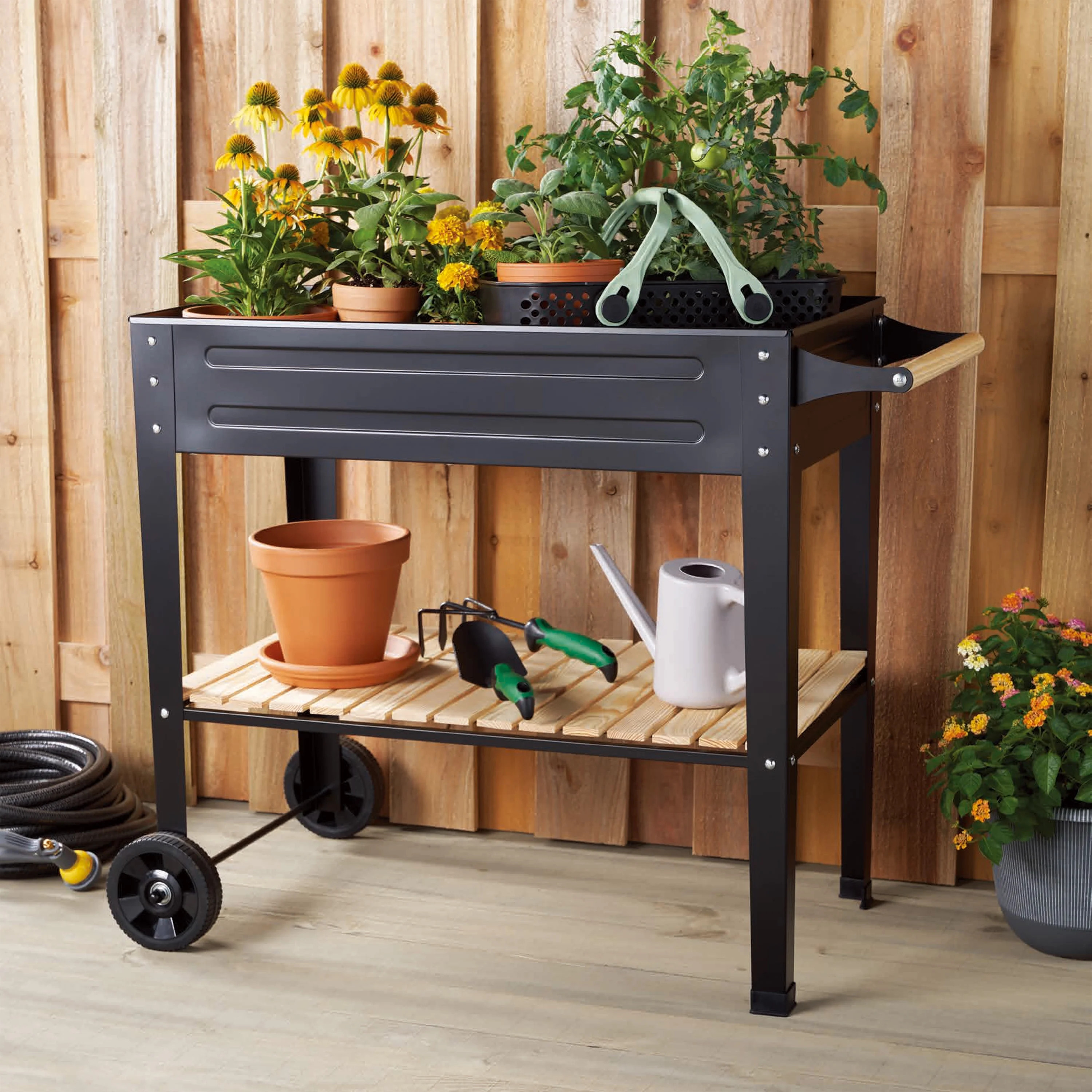 Expert Gardener Outdoor Metal Raised Garden Bed Cart with Wheels | Walmart (US)
