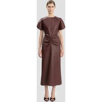 Victoria Beckham Leather Bela Midi Dress In Burgundy - Size 4 UK | Victoria Beckham US
