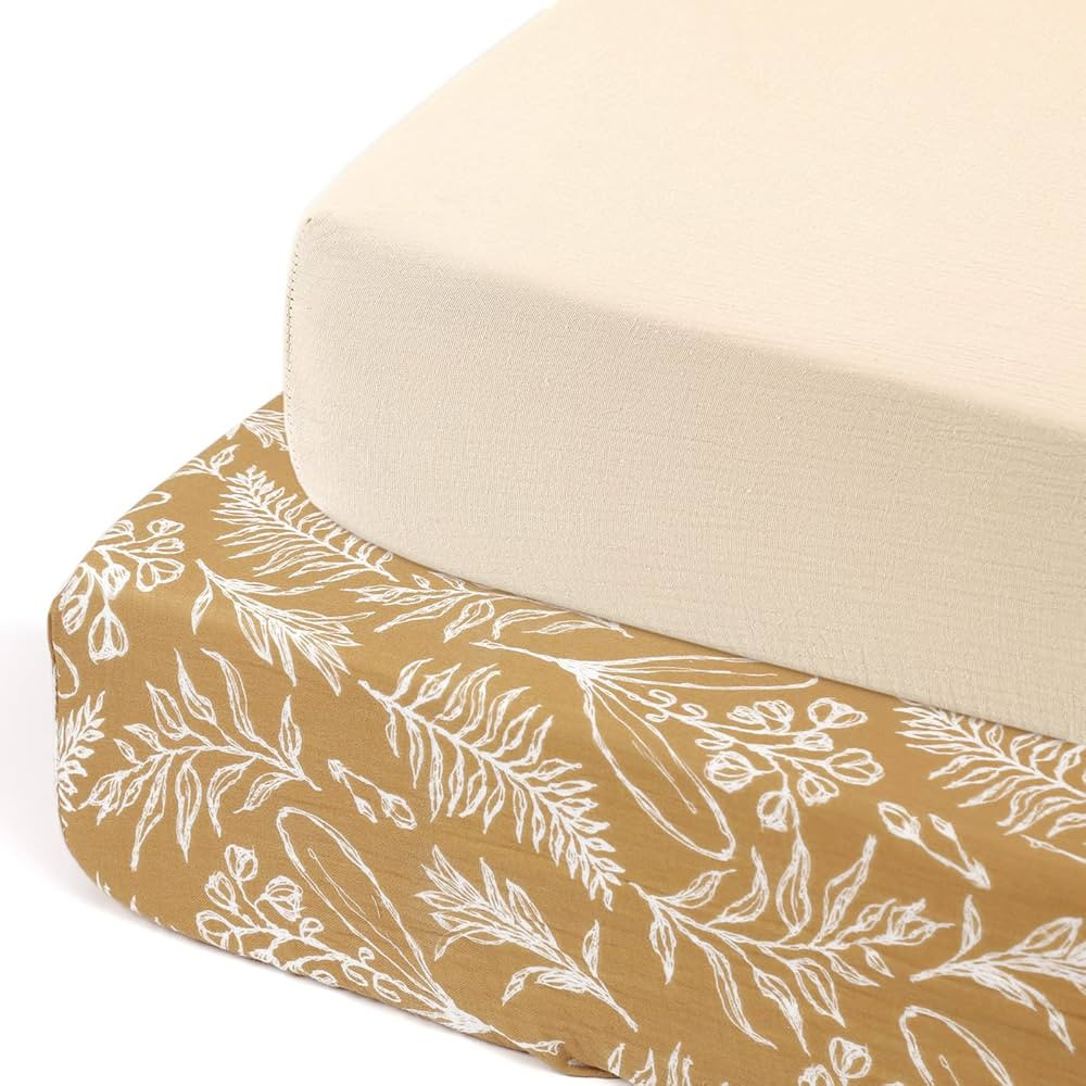 GRSSDER Soft Muslin Crib Sheet 2 Pack, 100% Cotton Crib Sheets for Boys and Girls, Fit Standard C... | Amazon (US)