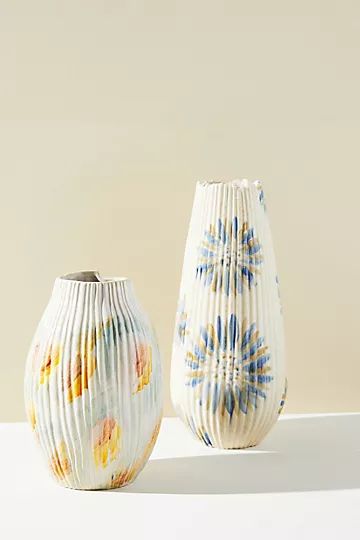 Ribbed Abstract Floral Vase | Anthropologie (US)