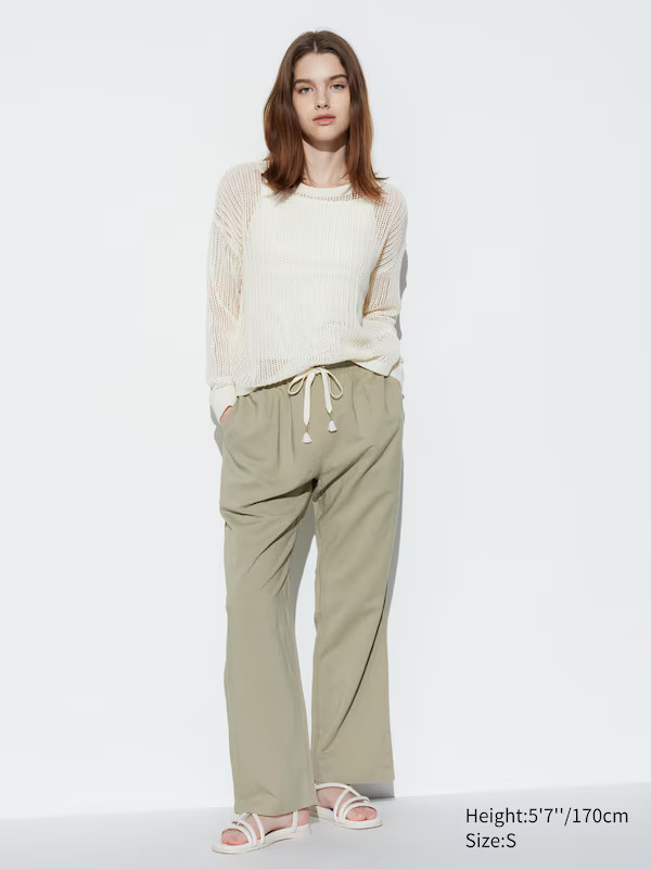 Women's Linen Blend Easy Trousers | UNIQLO UK | UNIQLO (UK)
