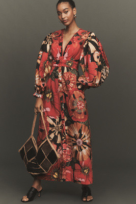 Farm Rio Flowershop Puff-Sleeve Maxi Dress | Anthropologie (US)