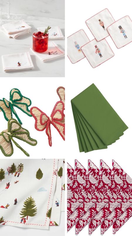 Festive red and green napkins, rattan bow napkins rings and Christmas napkin ideas for the holiday table 

#LTKHoliday #LTKSeasonal #LTKGiftGuide