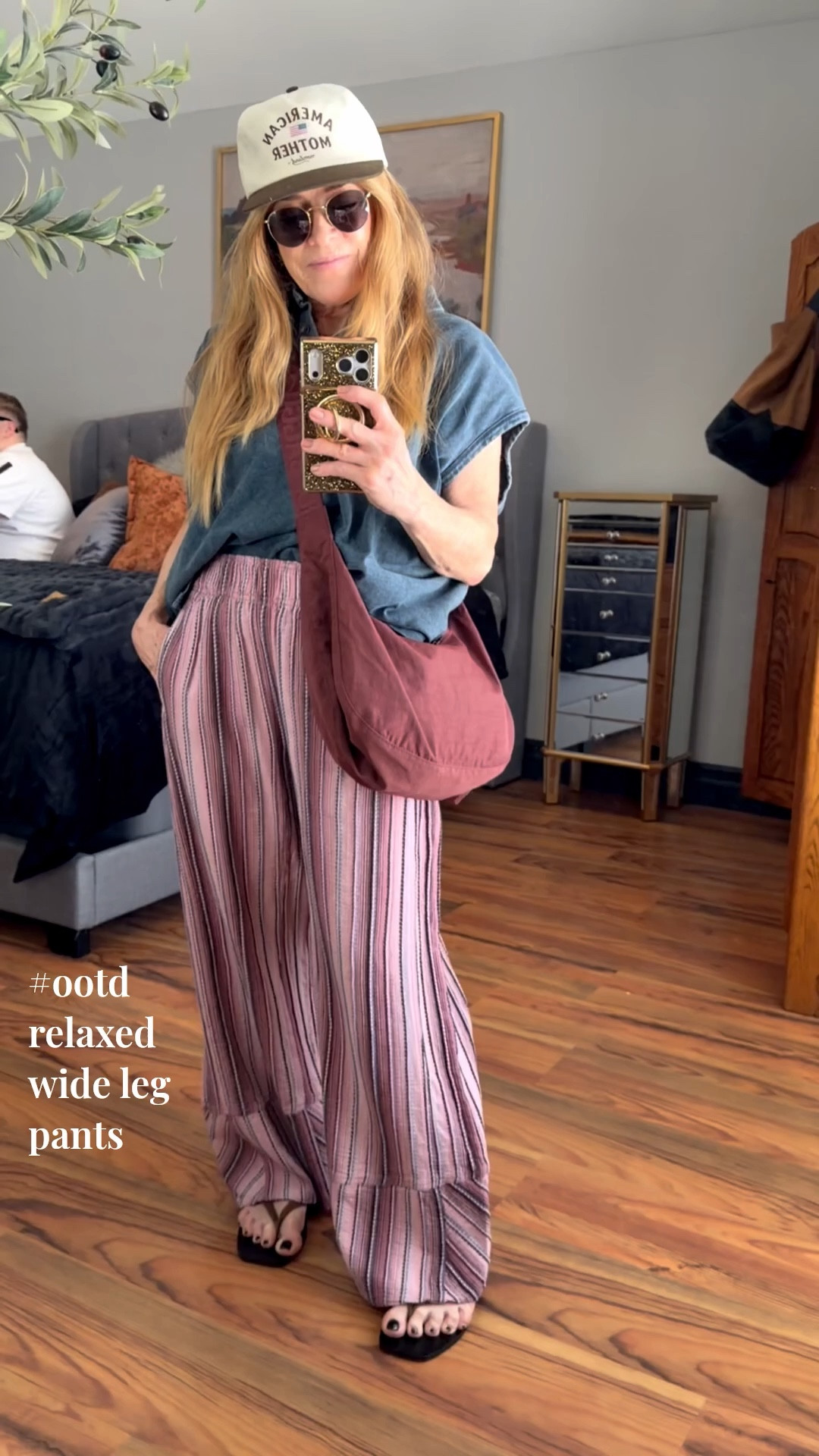 Relaxed wide leg pants for the win ! The mom uniform I reach for on the regular . 
I’m 5’1” wearing a size XS in both top and bottoms . 

#LTKmomlife #LTKOver40 #LTKootd