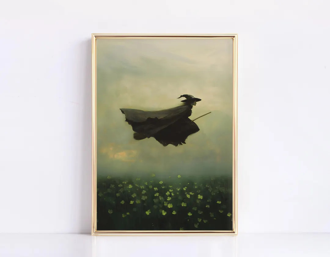 Elphaba Flying Over Clovers Wicked Digital Art St Patricks Day Art Green Art Wizard of Oz Wicked ... | Etsy (US)