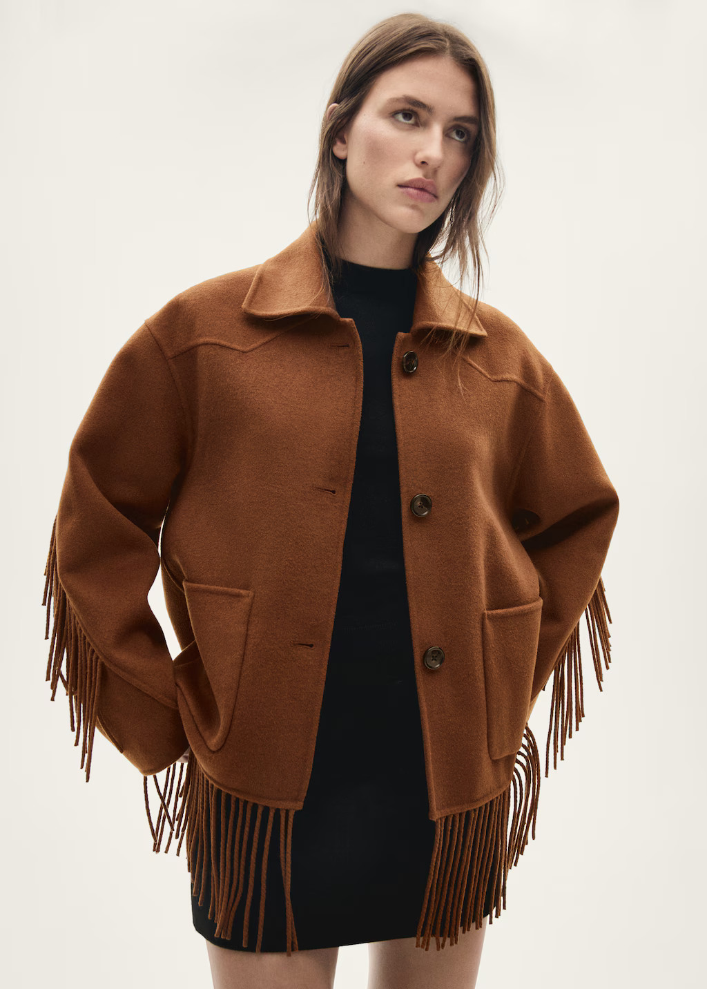 Fringed wool-blend  jacket - Women | MANGO USA | Mango (US/MX/AU)