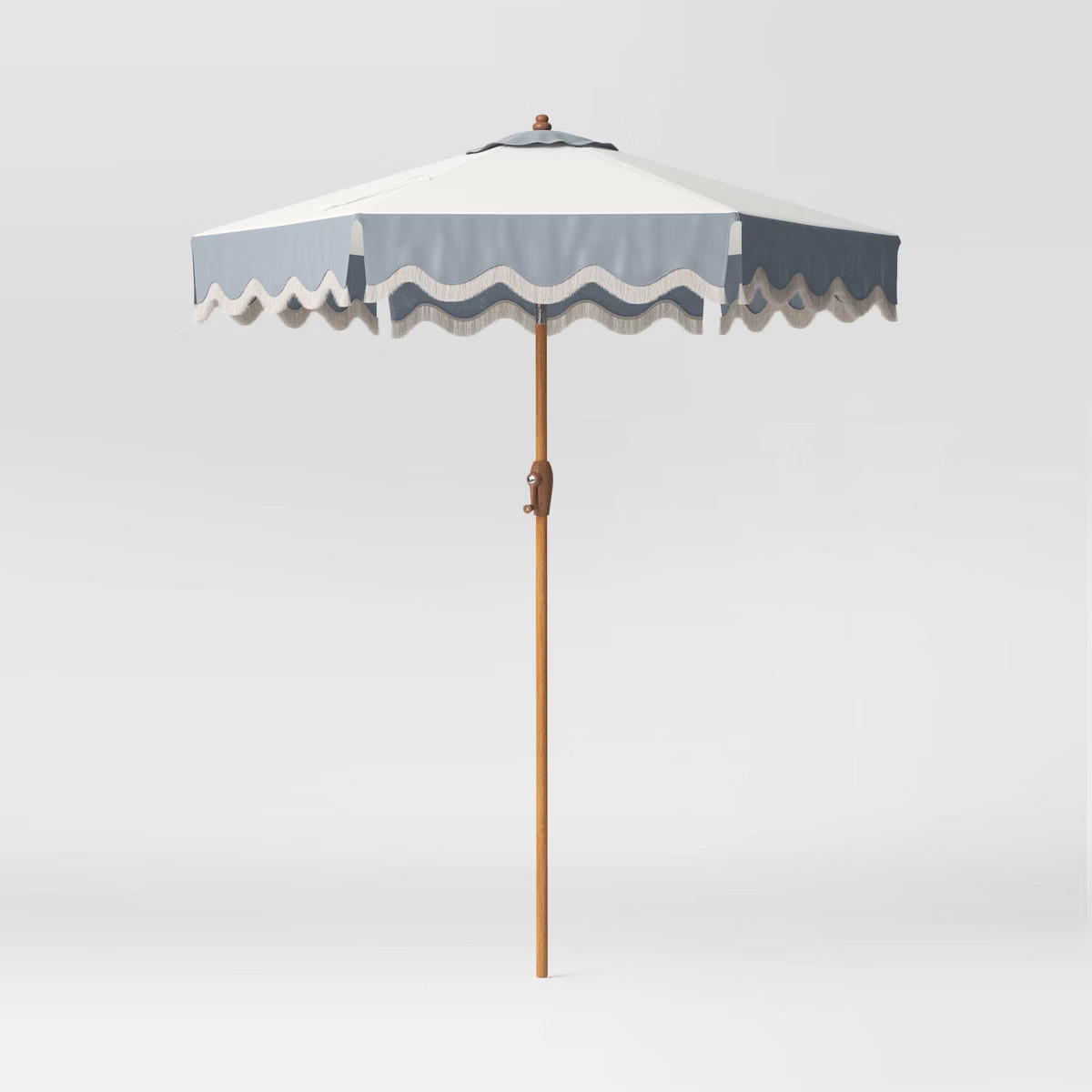 Round Scalloped Fringe Edge Outdoor Patio Market Umbrella Slate Blue - Threshold™ designed with... | Target