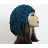 Teal Slouch Beanie Blue Slouchy Hat Rasta Dreadlocks Knit Beret Tam Slouchy Crochet Women's Hat | Etsy (US)