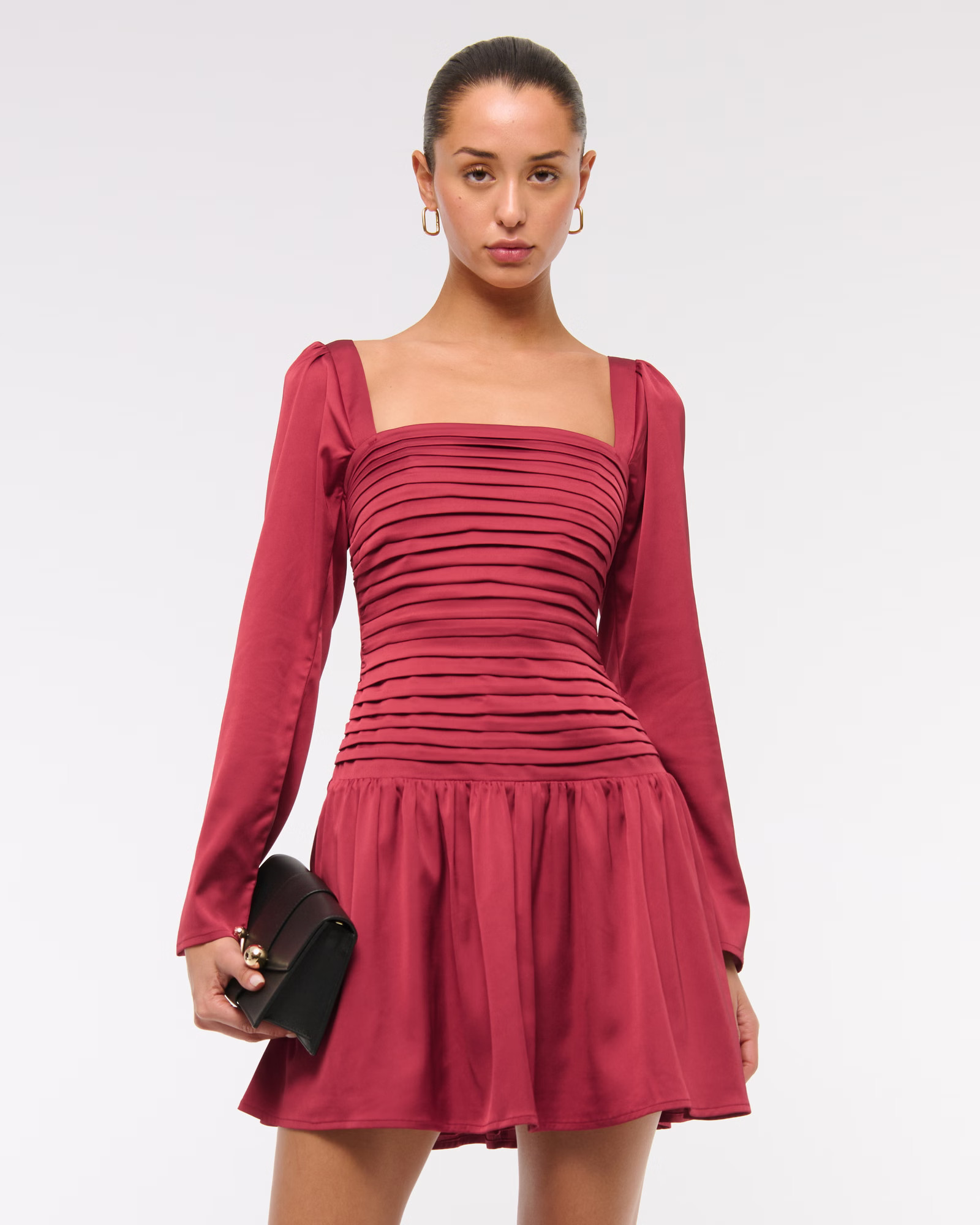 Women's The A&F Emerson Drop-Waist Satin Mini Dress | Women's Dresses & Jumpsuits | Abercrombie.c... | Abercrombie & Fitch (US)