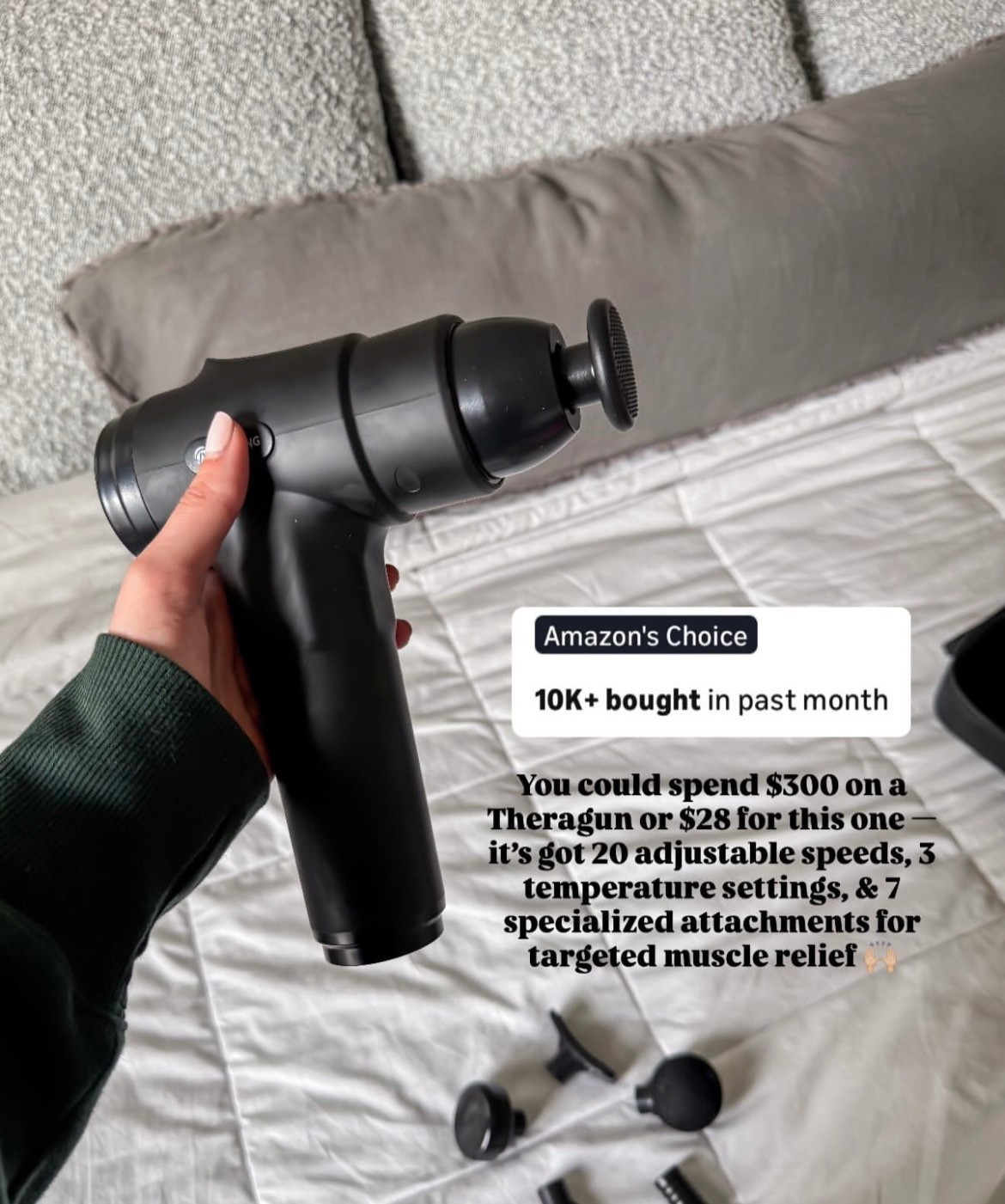Amazon massage gun with 3 temperature settings for muscle relief 🙌🏼

#LTKfitnessgoals #LTKActive #LTKselfcare