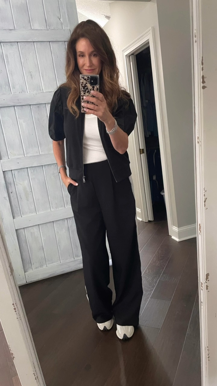 Hello 👋, it’s been a while!

Sharing a quick outfit of the day—loving this sporty look! I paired these track-style pants with a short-sleeve zip-up jacket. And these shoes? They are so comfortable like walking on clouds ☁️😉. 

#casualstyle  #styleover50 #over40style #sportyvibes #outfitideas 

#LTKOver40 #LTKShoeCrush #LTKStyleTip