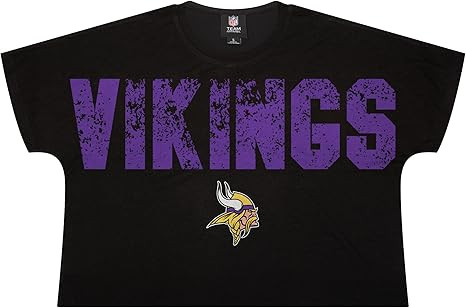 FOCO Women's NFL Team Logo Ladies Fashion Distressed Wordmark Crop Top Shirt | Amazon (US)