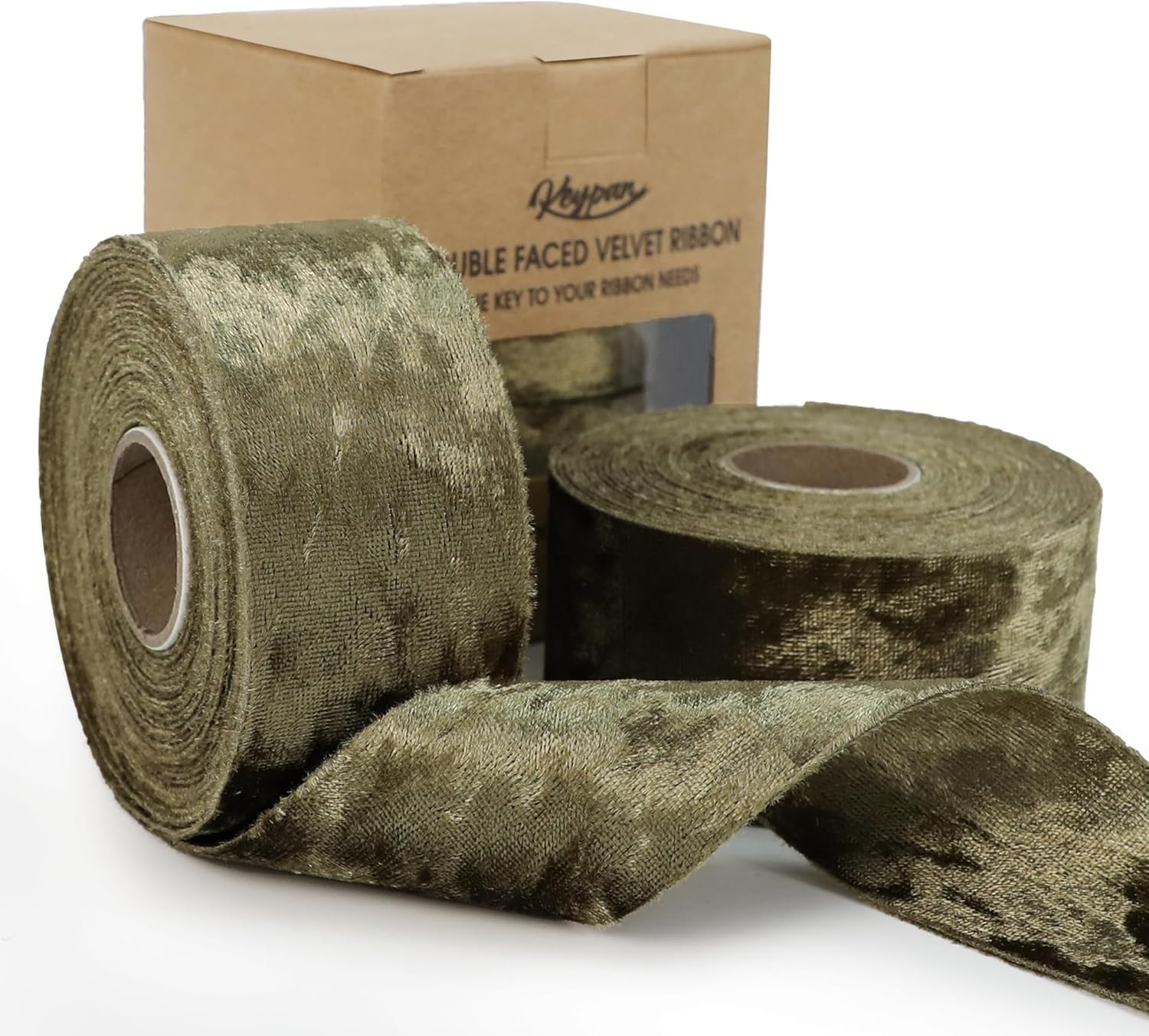 Velvet Ribbon for Christmas Green 1-1/2 inch Wide Double-Sided Glossy Fabric Ribbons for Tree Dec... | Amazon (US)