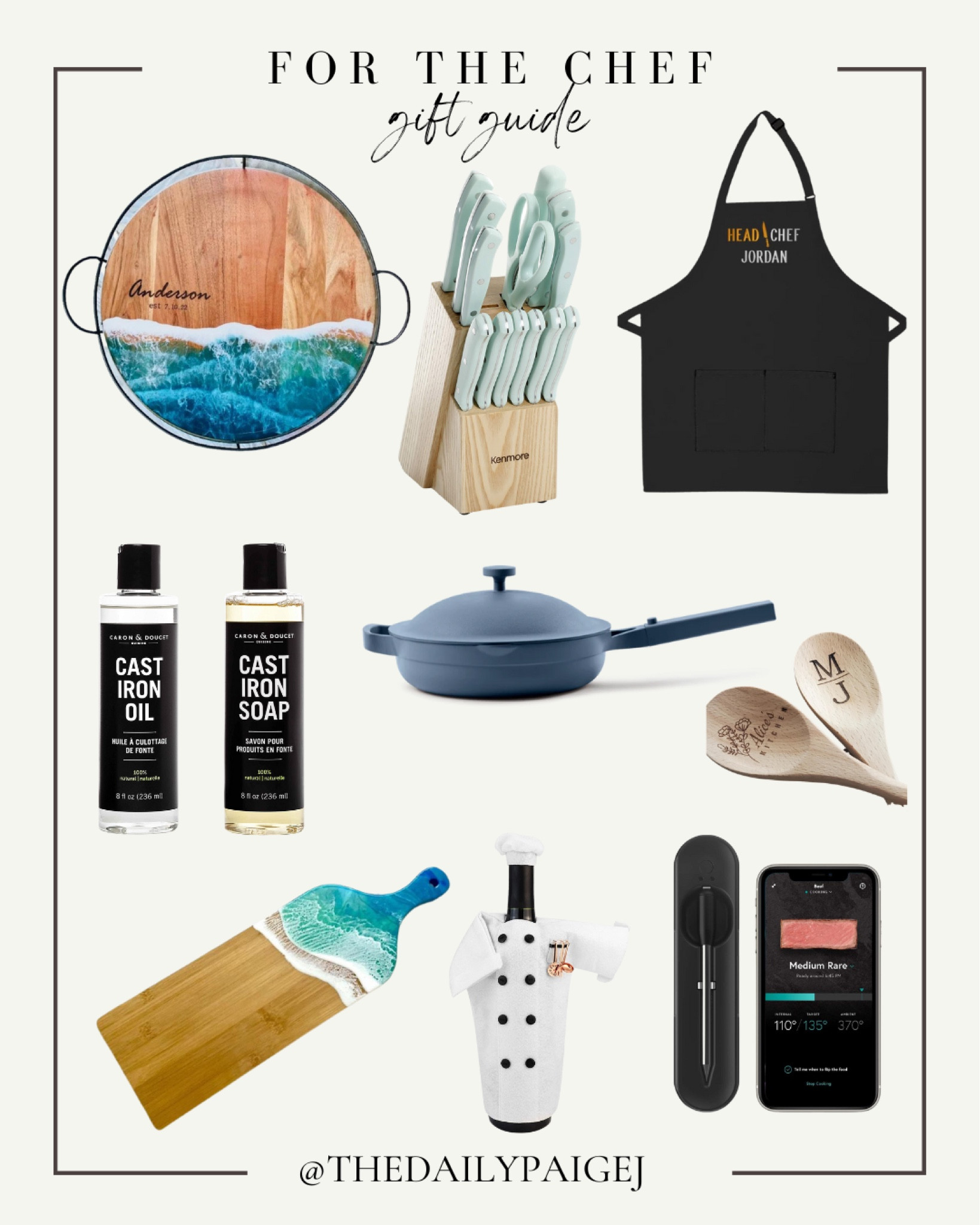 Looking for the perfect gift for a chef? These are some great options from cast iron pan soap to the perfect meat thermometer! Lots of great gifts for those who love to be in the kitchen  

#LTKhome #LTKHoliday #LTKGiftGuide