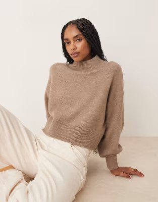 ASOS DESIGN high neck jumper in mocha | ASOS (Global)