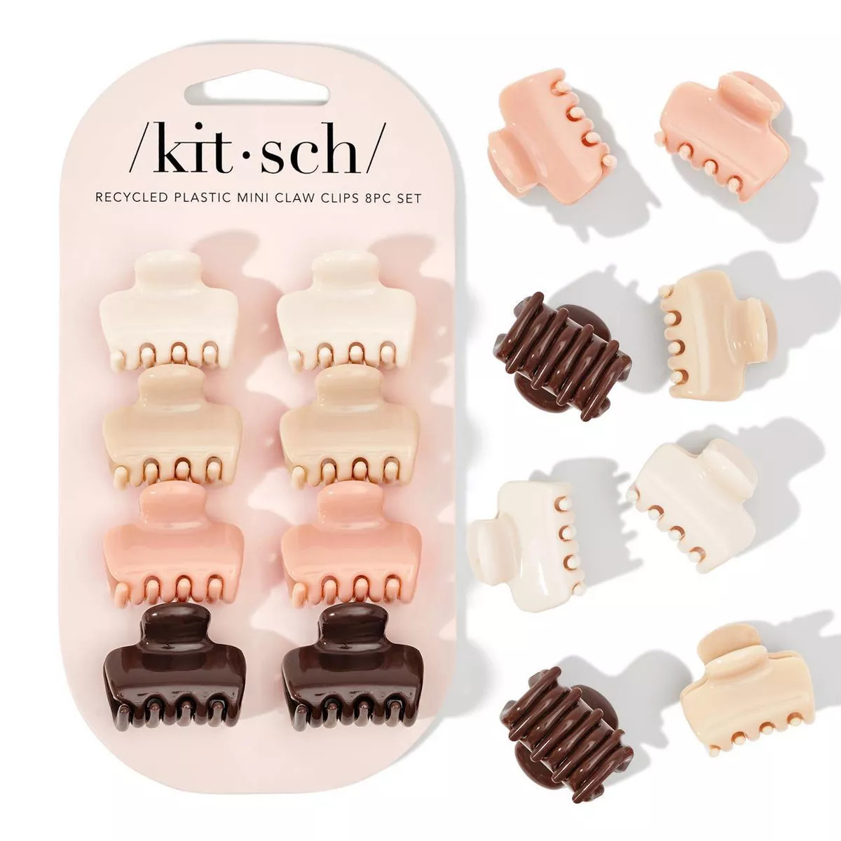 Kitsch Recycled Plastic Mini Puffy Claw Clips - 8pc - Rosewood | Target