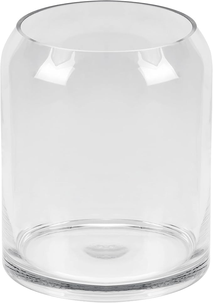 13" High 10.6" Wide Large Handmade Clear Modern Glass Vase, Glass Flower Vase, Scandinavian Glass... | Amazon (US)