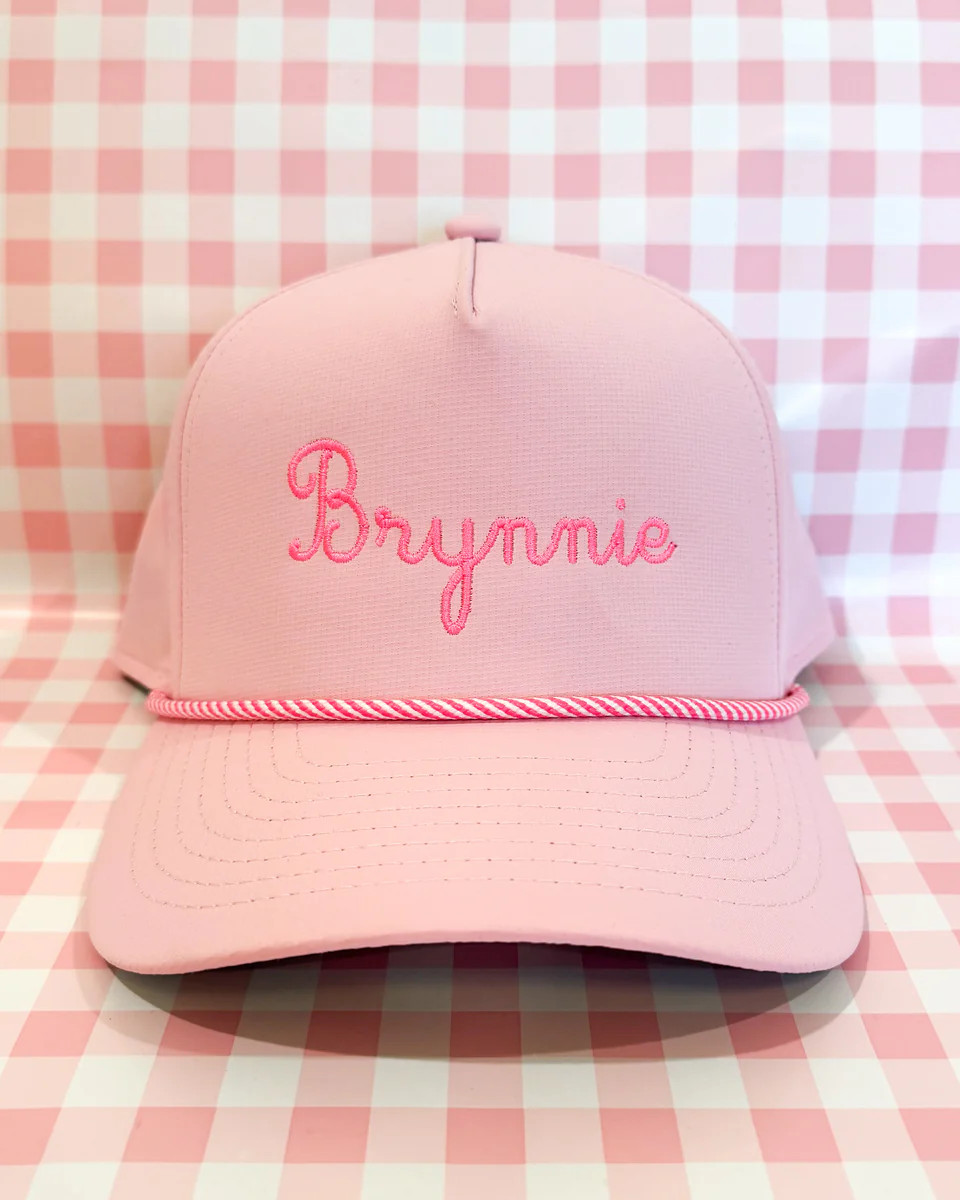 Personalized Rope hat - Pink with pink and white rope (5yr+) | Lovely Little Things Boutique