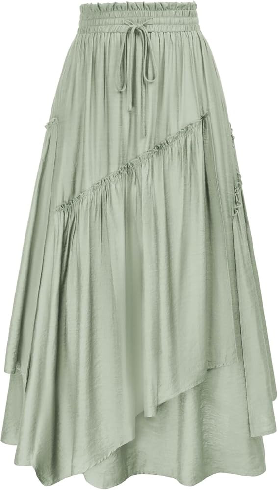 Scarlet Darkness Women Renaissance Layered Long Skirt Elastic High Waist Tiered Skirt with Pocket... | Amazon (US)