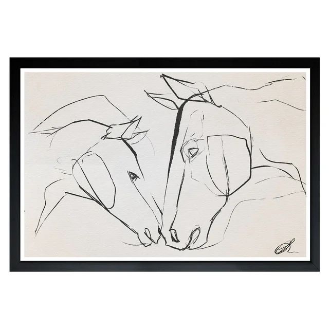 Wynwood Studio 'Mother And Colt II' Animals Framed Wall Art Print - Black, White | Walmart (US)