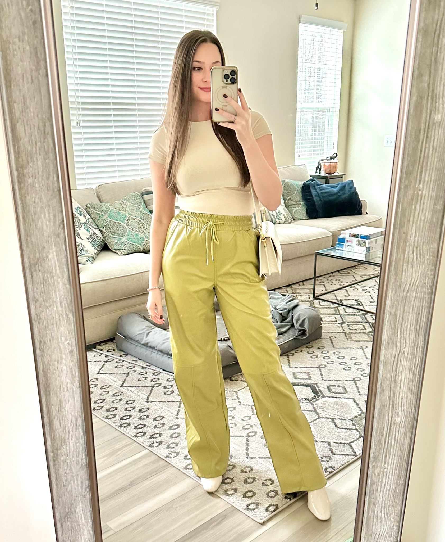 These leather pants are sold out, but I linked some similar items to get the look! The good American option looks especially similar. 

#brunchoutfit #outfit #leatherpants 

#LTKstyletip #LTKfindsunder50 #LTKworkwear