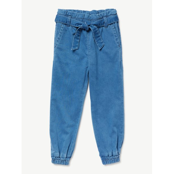 Free Assembly Girls Denim Joggers with Tie Waist, Sizes 5-18 - Walmart.com | Walmart (US)