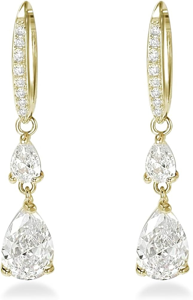 Dainty Gold Huggie Hoop Earrings Trendy CZ Diamond Dangle Drop Earrings Hypoallergenic Jewelry fo... | Amazon (US)