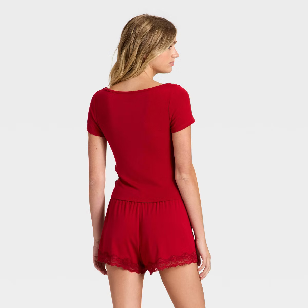 Women's Ribbed Short Sleeve Shirt and Shorts Pajama Set - Auden™ | Target