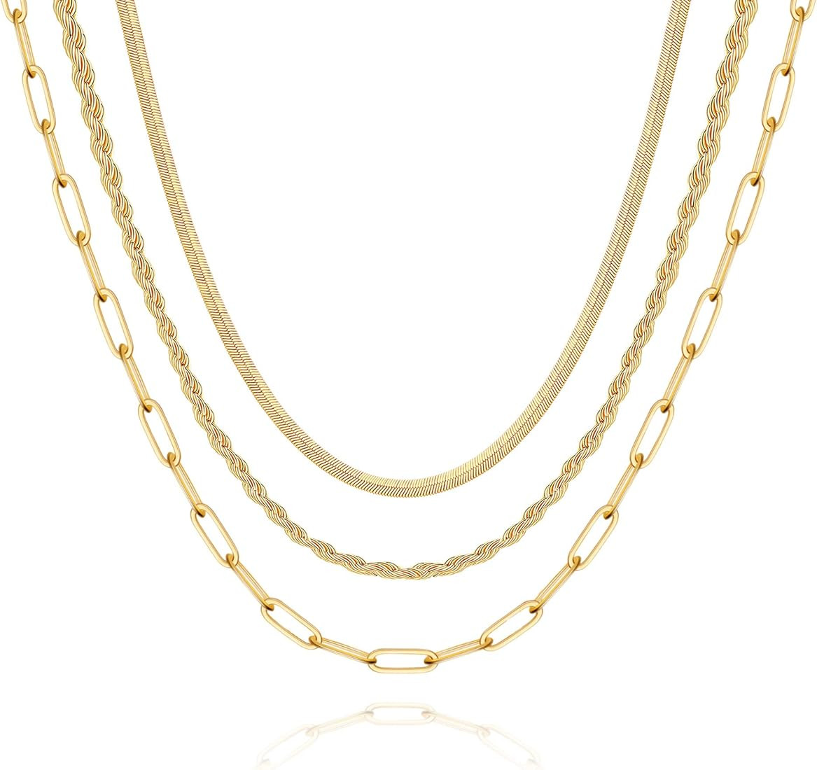Hidepoo Gold Layered Necklaces for Women, 14K Gold Plated Dainty Coin Pendant Choker Necklace Her... | Amazon (US)