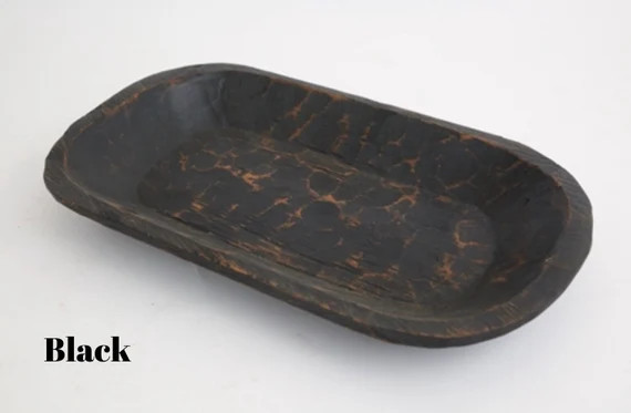Large Painted Wood Hand Carved Dough Bowl Rustic Primitive Farmhouse | Black Distressed |Decorati... | Etsy (US)